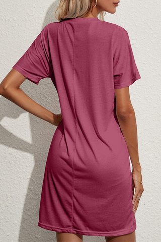 Solid Patchwork O Neck Straight Dresses