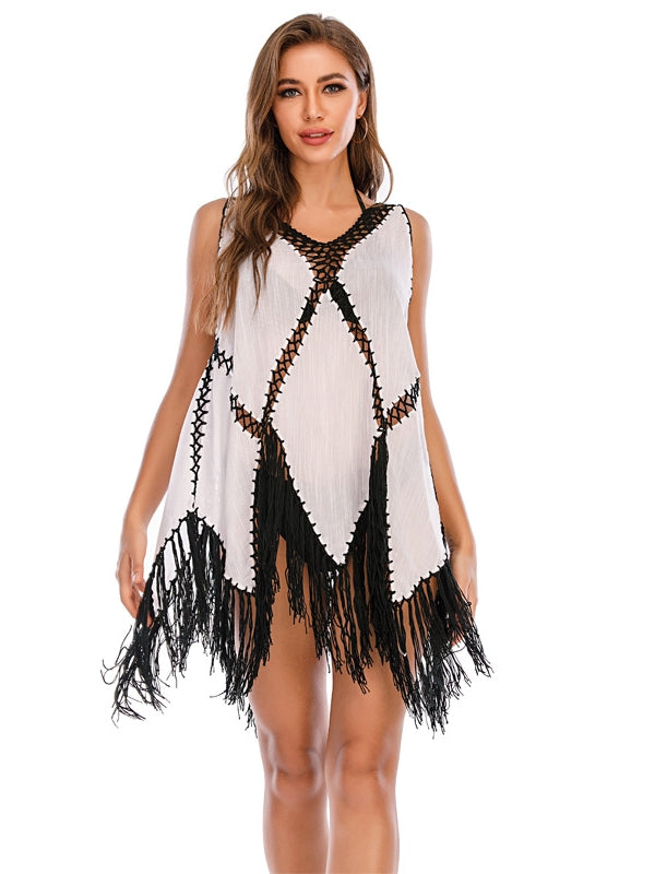 Stitching Tassels Cover Up Skirt