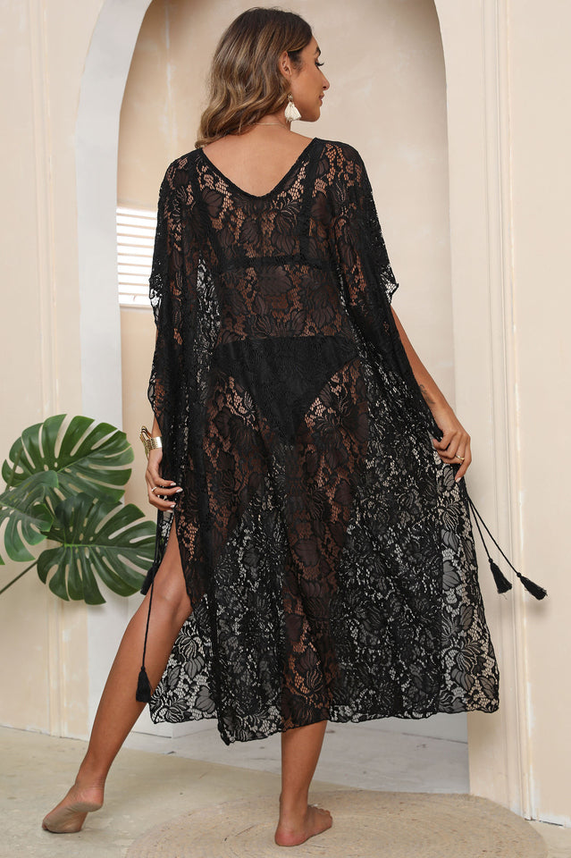 Dolman Sleeve Loose Style Lace Cover Up