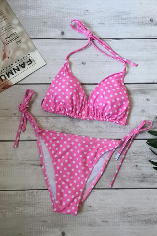 Polka Dot Print Push Up Brazilian Swimsuit