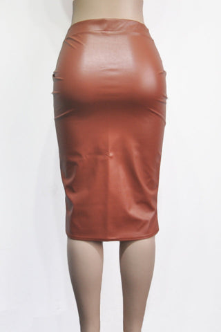 High Waist Pu Leather Skirt