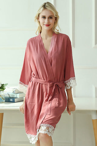 Satin Silk Lace Bathrobe