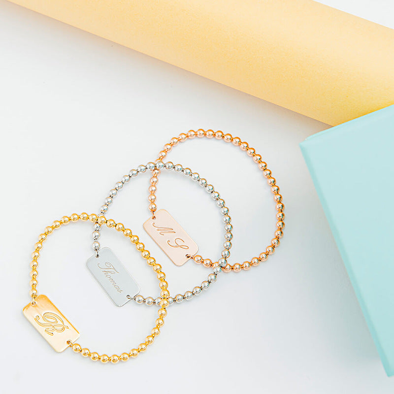 Simple Rectangular Pearl Shaped Customized Bracelet