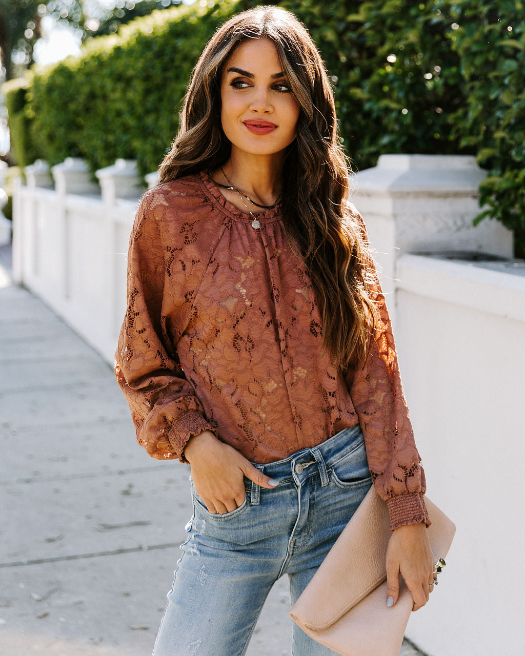 Your Smiling Face Lace Blouse - Mauve