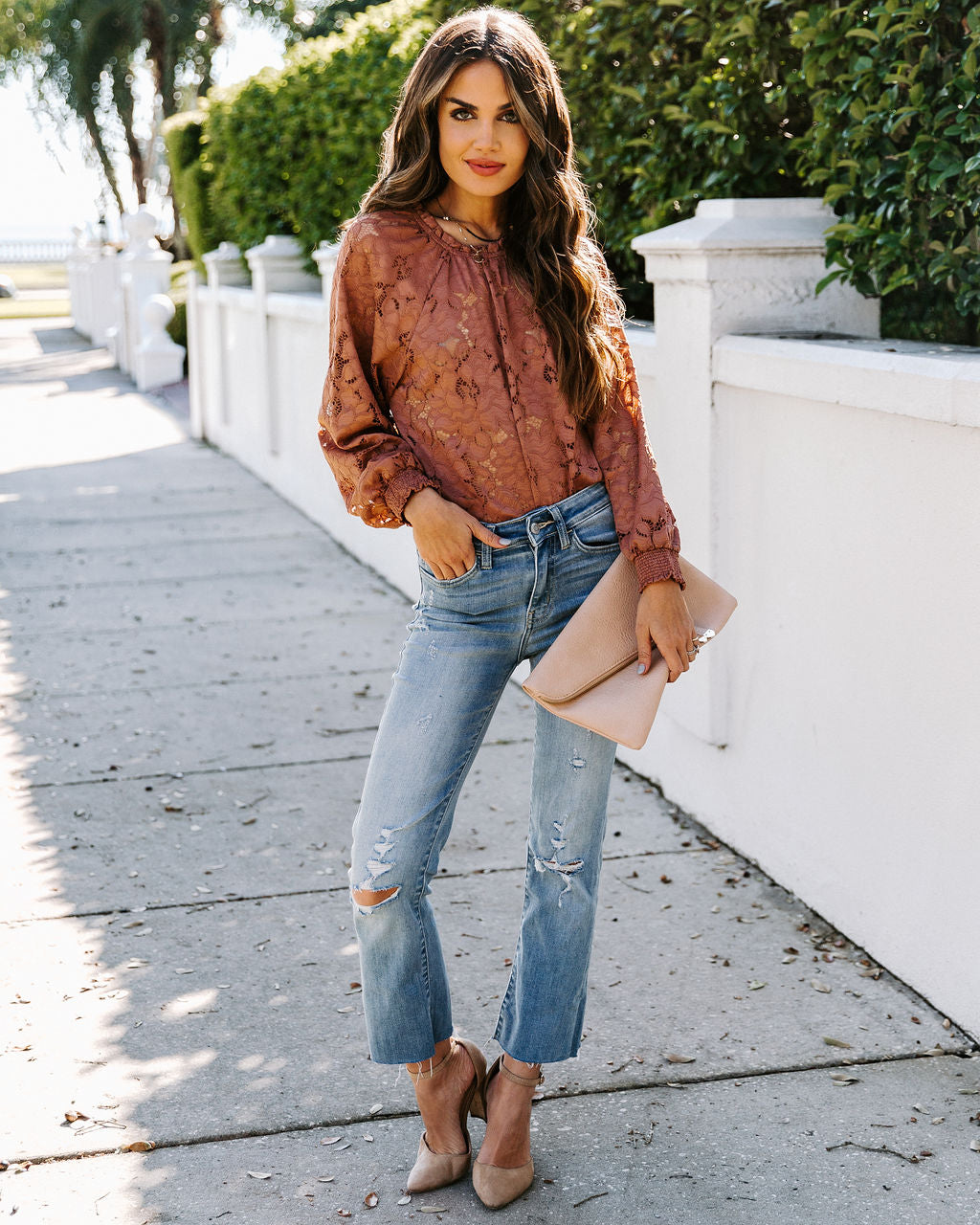 Your Smiling Face Lace Blouse - Mauve