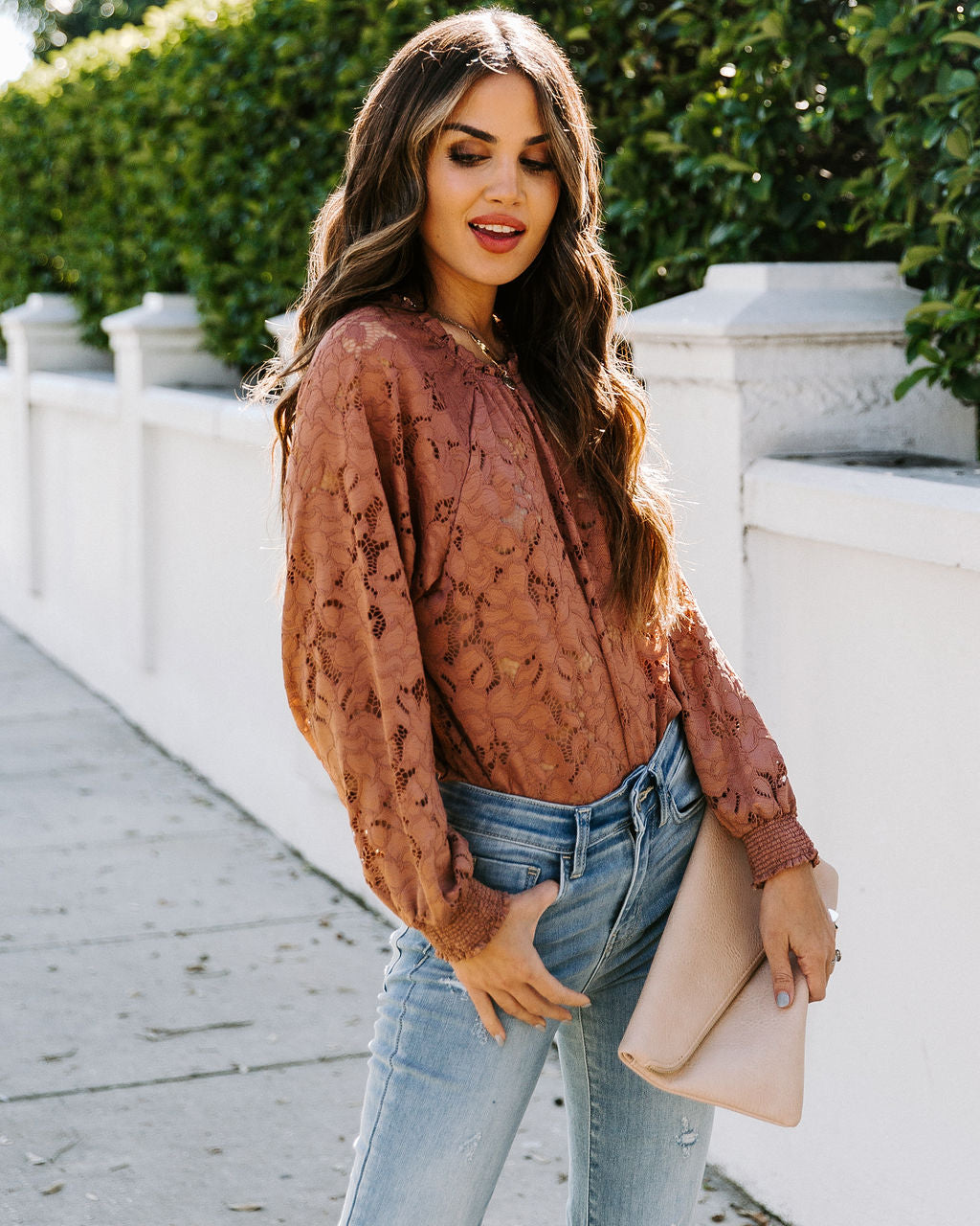 Your Smiling Face Lace Blouse - Mauve