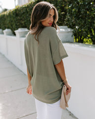 Tundra Lace Up Knit Top - Olive