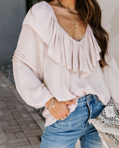 Time To Upgrade Ruffle Blouse - Bone