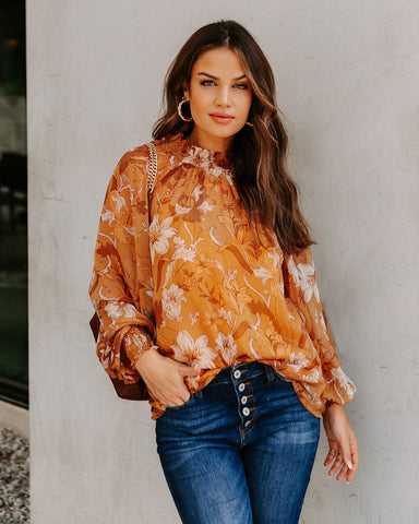 Tildan Floral Smocked Blouse