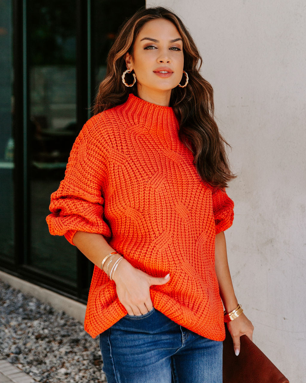 Windy City Knit Sweater - Orange