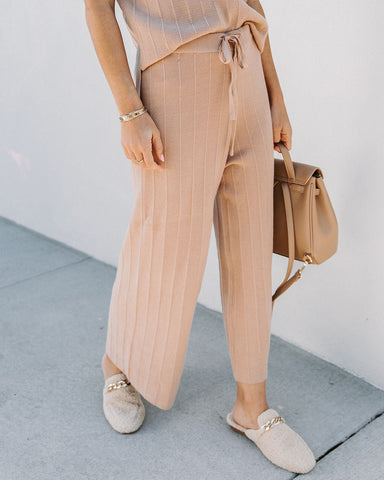 Wait Up Ribbed Crop Knit Pants