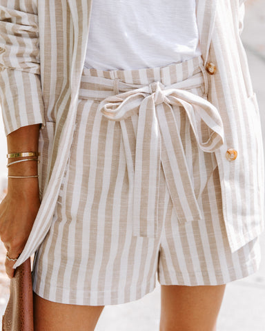 Thousand Palms Cotton Pocketed Striped Shorts