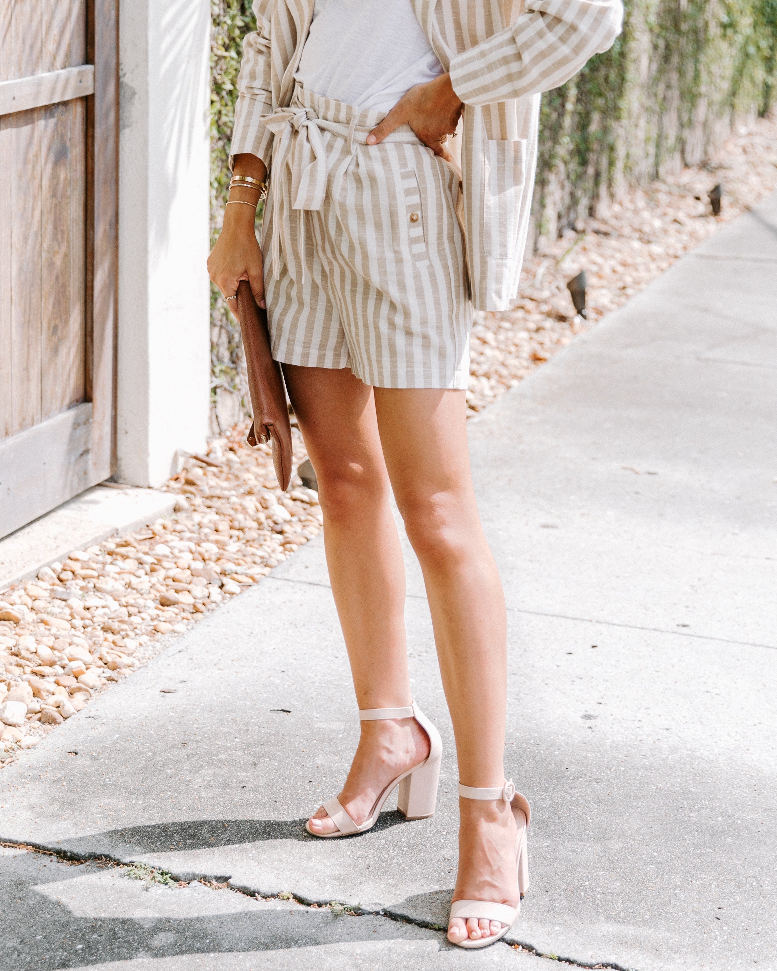 Thousand Palms Cotton Pocketed Striped Shorts