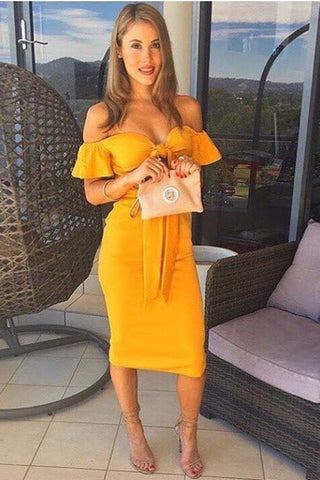 Short Flare Sleeve Bodycon Dress