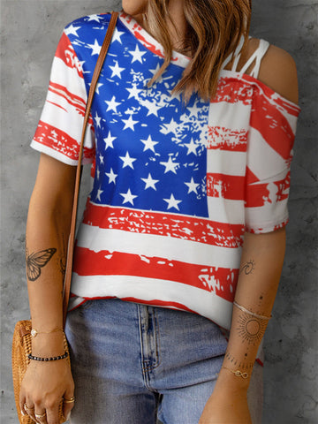 Strapless American Flag Cutout T-shirt