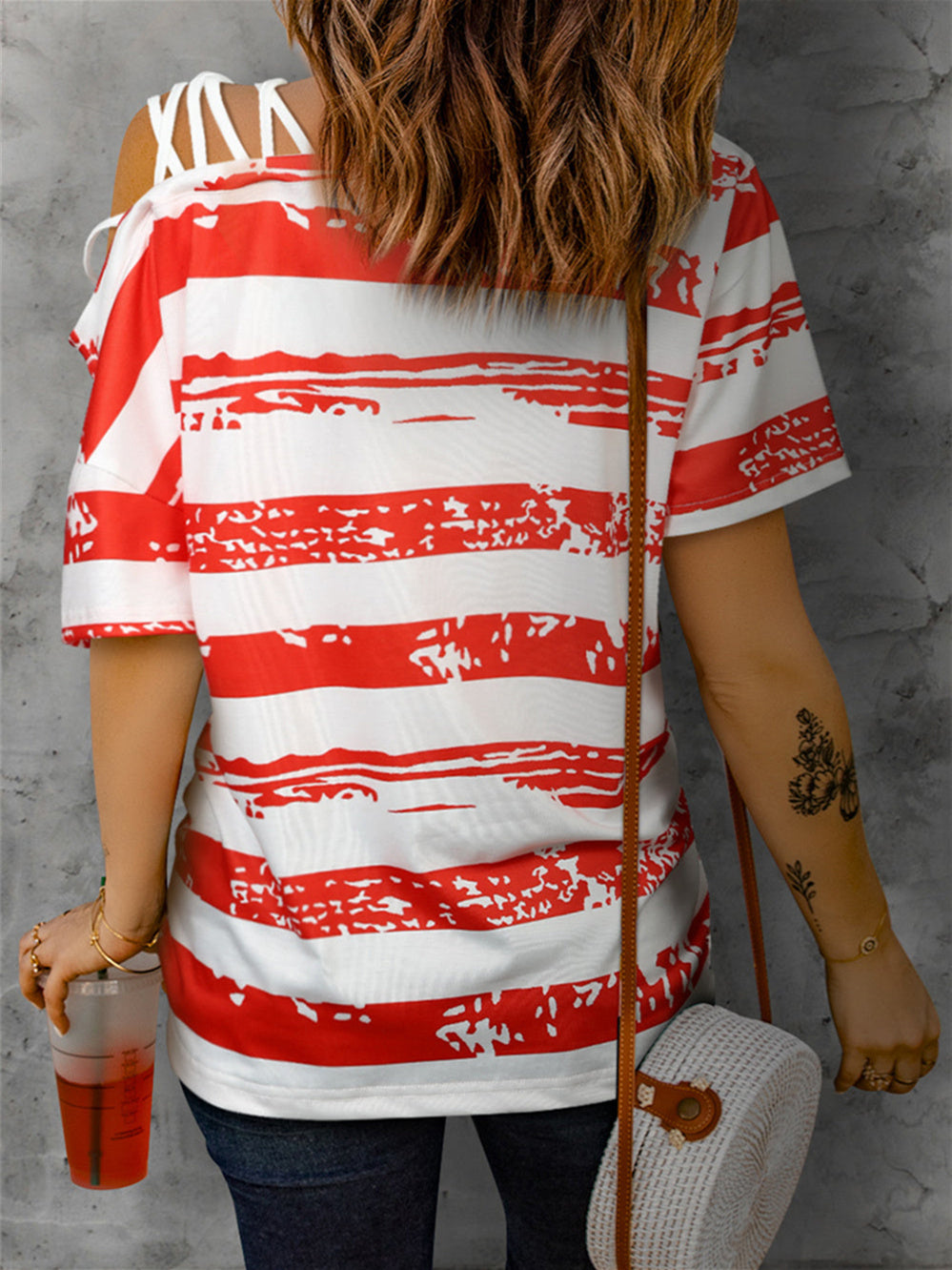 Strapless American Flag Cutout T-shirt