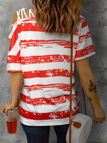 Strapless American Flag Cutout T-shirt