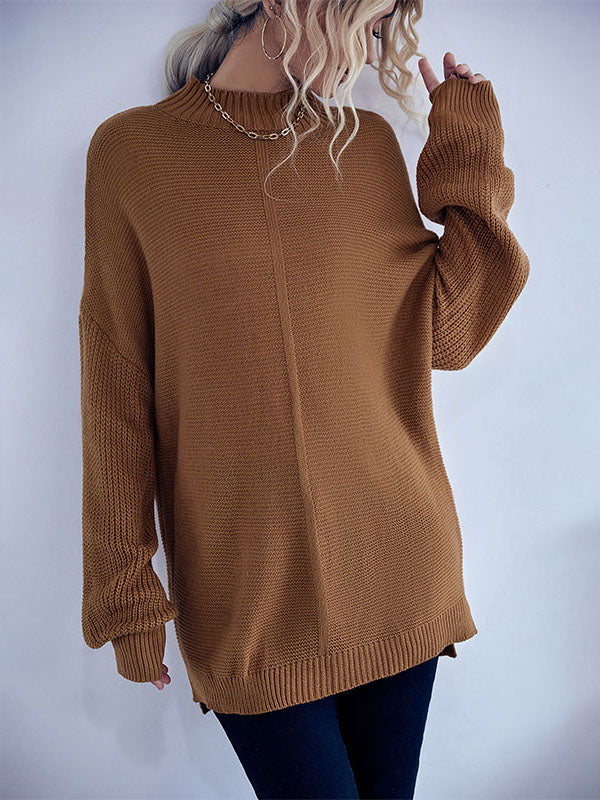 Solid Color Turtleneck Sweater