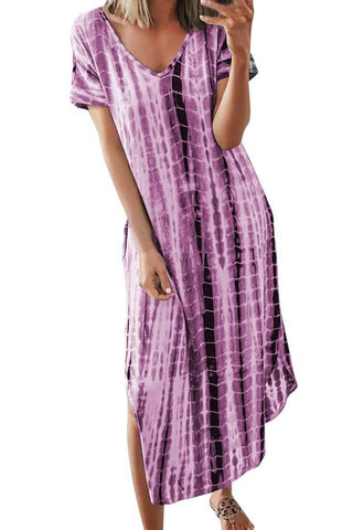 Tie-Dye Side Split Maxi Dress