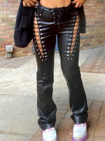 Straight Leg Leather Pants