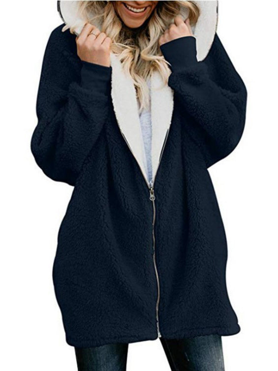 Zip Cardigan Fur Coat
