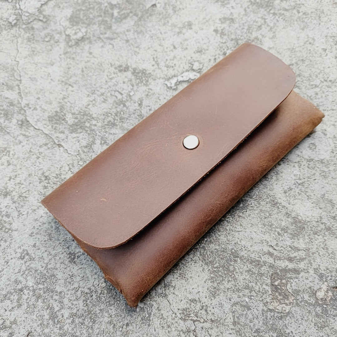 Simple cowhide wallet mobile phone glasses bag