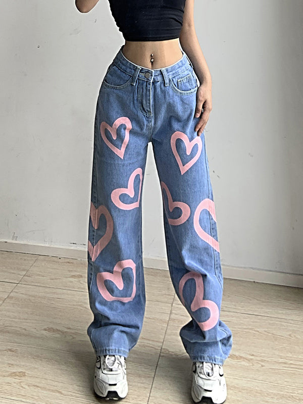 Straight Leg Jeans Hip Hop Casual Pants