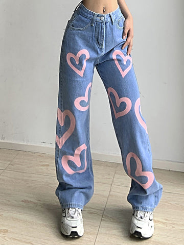 Straight Leg Jeans Hip Hop Casual Pants