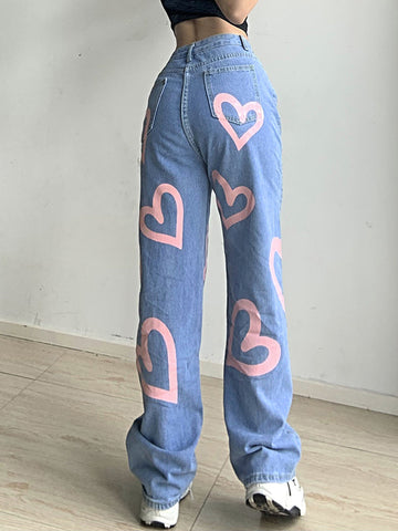 Straight Leg Jeans Hip Hop Casual Pants