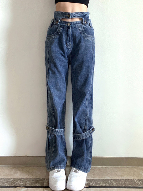 Straight Leg Denim Trousers