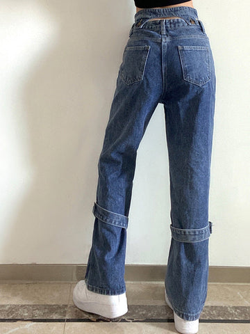 Straight Leg Denim Trousers