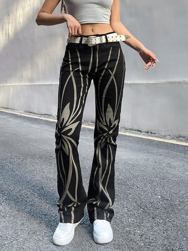 Street Contrast Color Casual Pull Up Pants