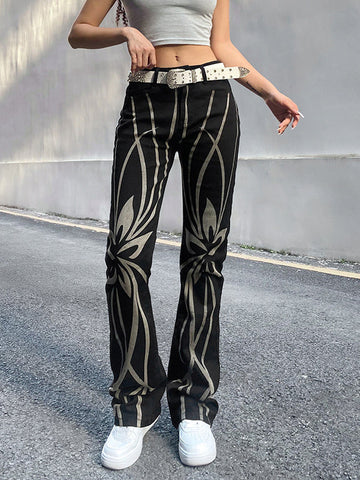 Street Contrast Color Casual Pull Up Pants