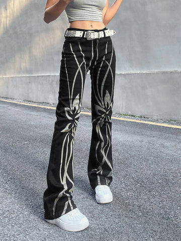 Street Contrast Color Casual Pull Up Pants