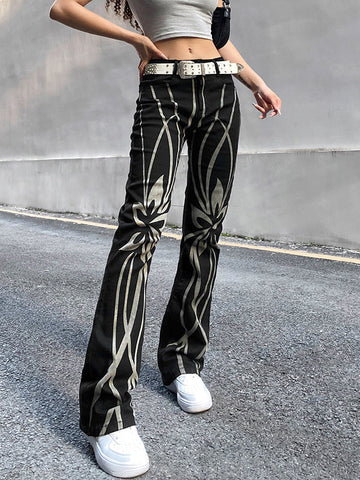 Street Contrast Color Casual Pull Up Pants