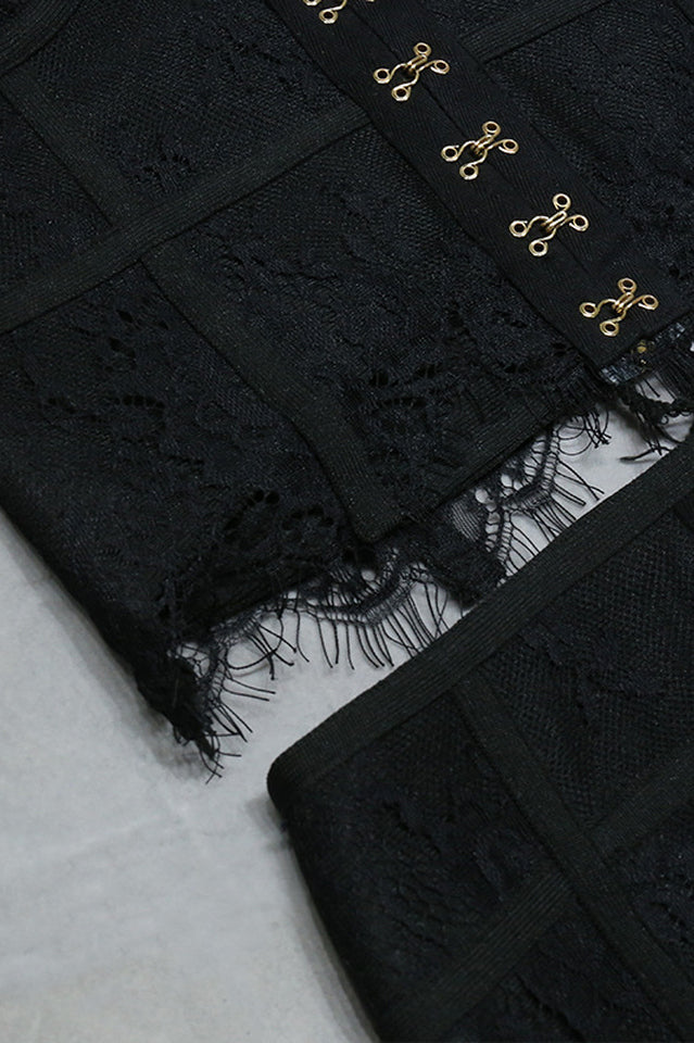 Ida Lace Black Sheer Dress Set