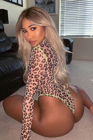 Leopard Mesh Bodysuit & Swimsuit