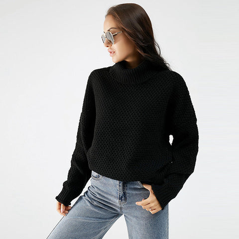 WAFFLE KNIT TURTLENECK SWEATER