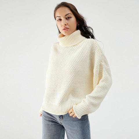 WAFFLE KNIT TURTLENECK SWEATER