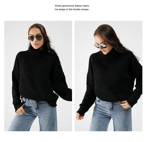 WAFFLE KNIT TURTLENECK SWEATER