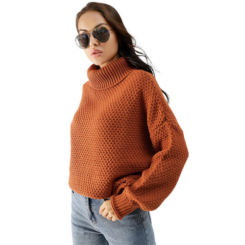 WAFFLE KNIT TURTLENECK SWEATER