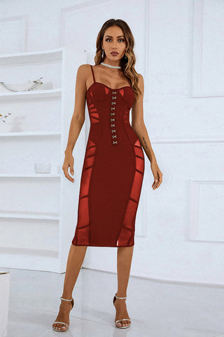 Nira Sweetheart Mesh Midi Dress