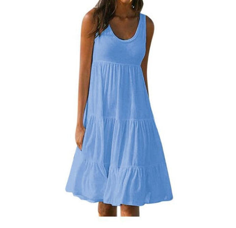 Teagan Babydoll-Kleid aus Baumwolle mit Stufendesign - Blau 