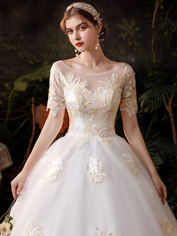 Temperament French Hepburn Simple Knot Wedding Dress