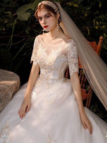 Temperament French Hepburn Simple Knot Wedding Dress