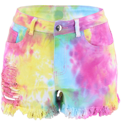 TITANIA TIE DYE FIREWORK DENIM-SHORTS 