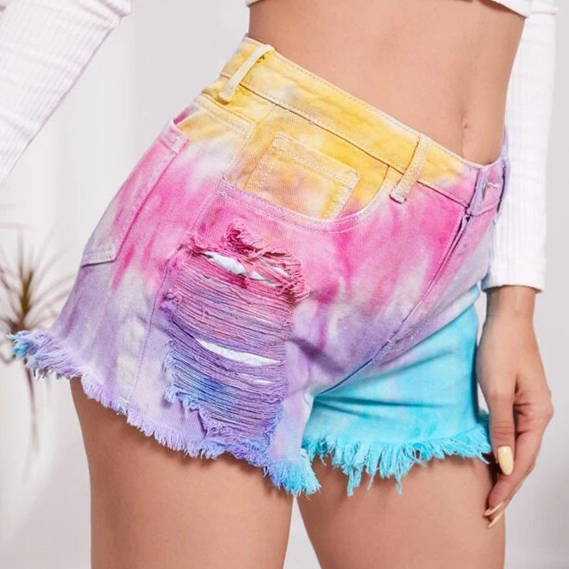 TITANIA TIE DYE FIREWORK DENIM-SHORTS 