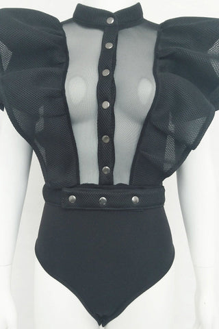 Goth Sissy Party Ruffle Bodysuit