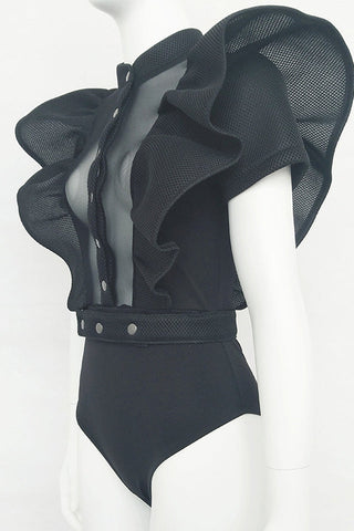 Goth Sissy Party Ruffle Bodysuit