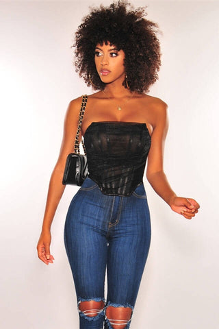 Mesh Boned Corset Top